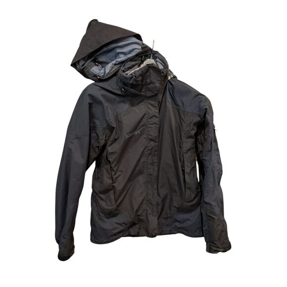 Marmot Jacket Women's Small Full Zip Hooded Black Pockets Lined Outdoor Mid Weig - Picture 1 of 5